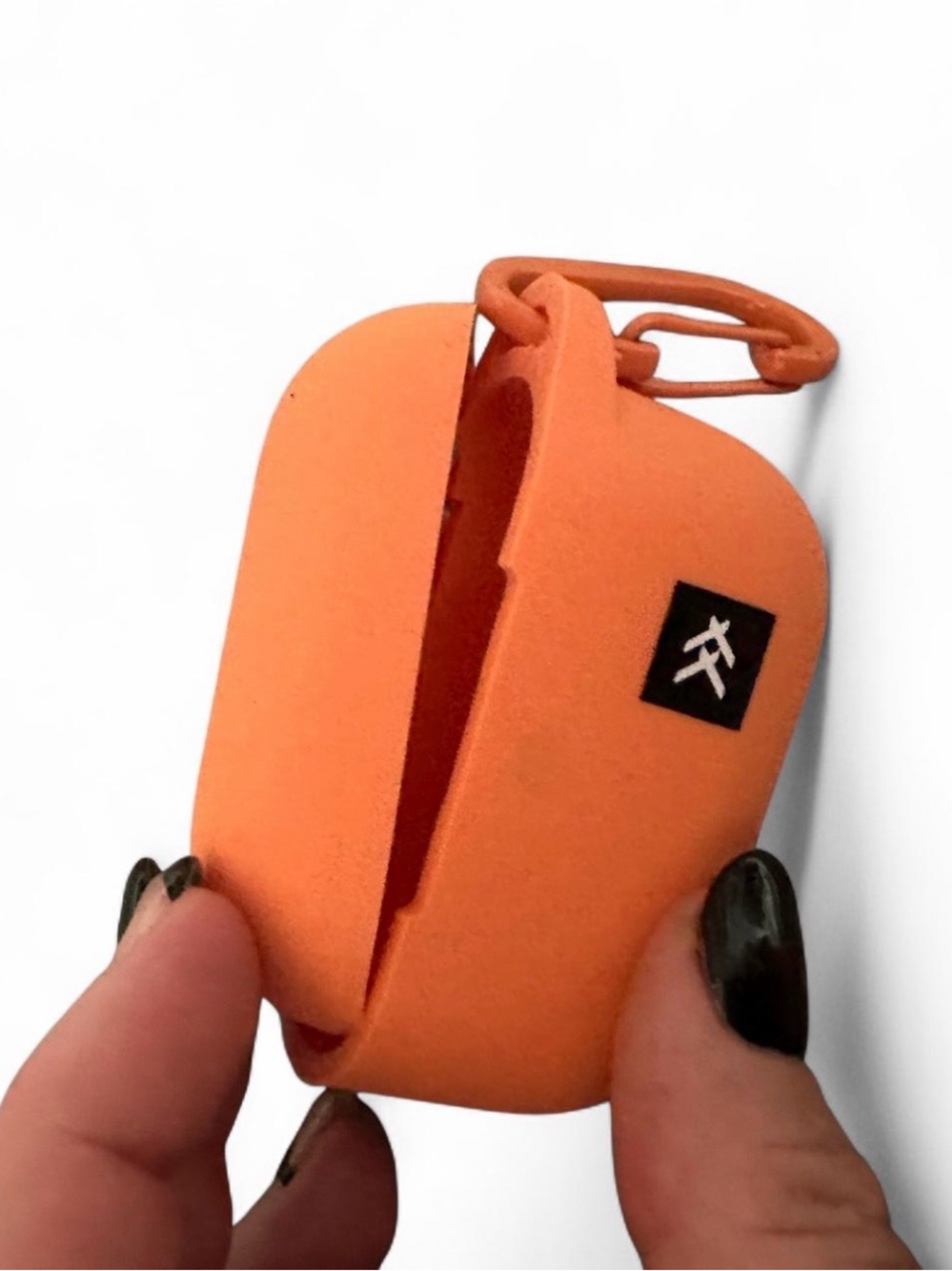 Orange Silicone Earbud Case with Carabiner